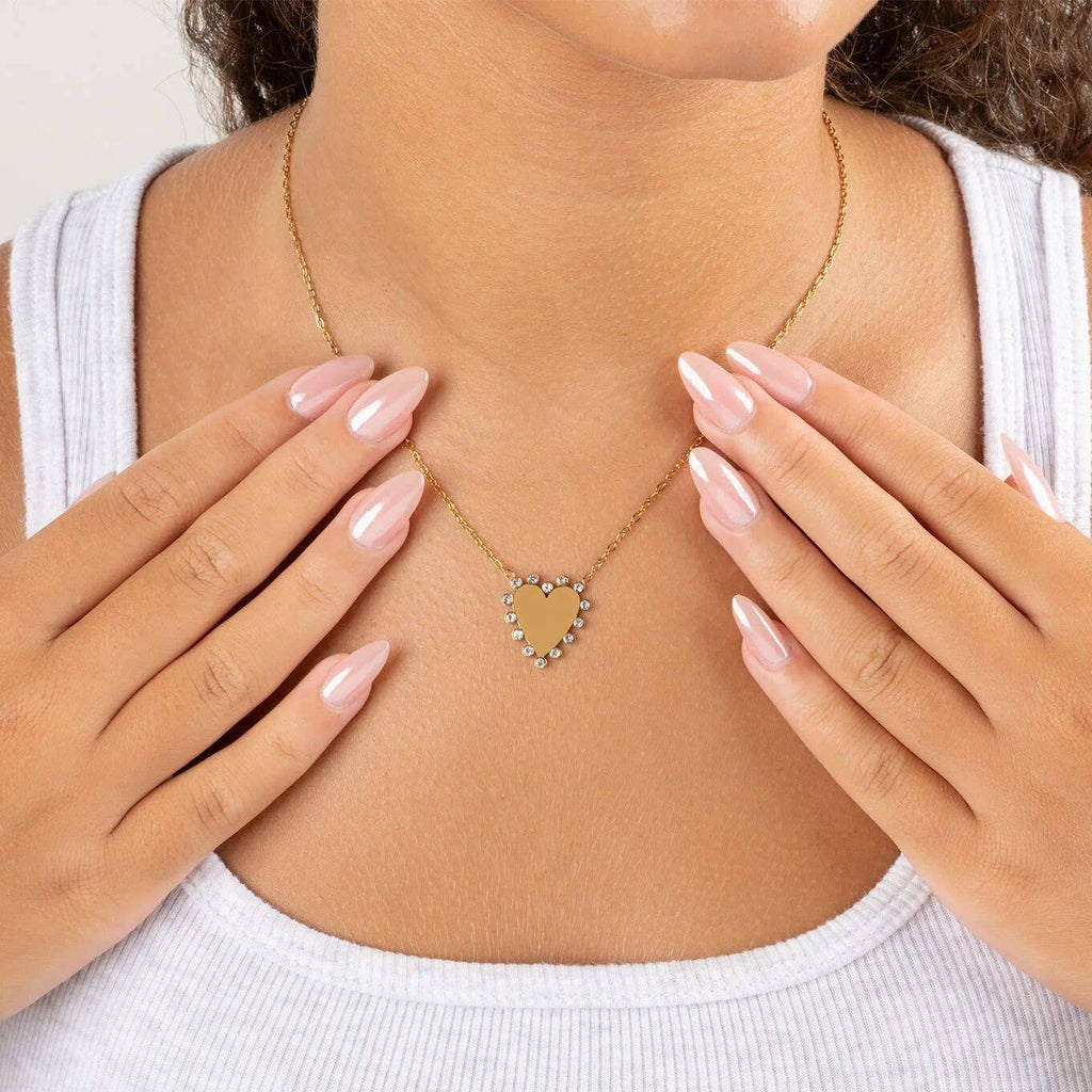 18K Gold PVD Stainless Steel Heart Pendant Necklace
