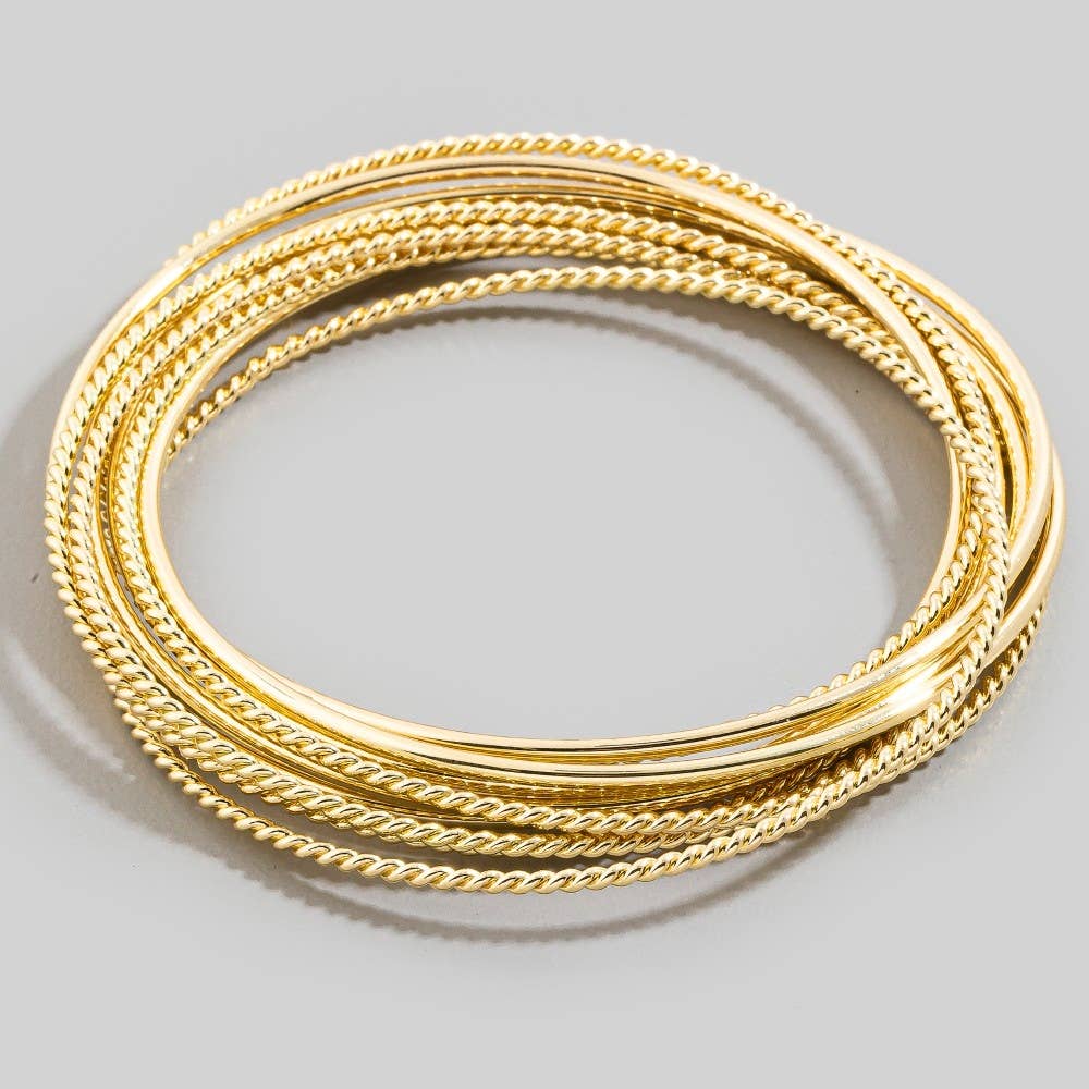 Mixed Dainty Metallic Bangle Bracelets Set