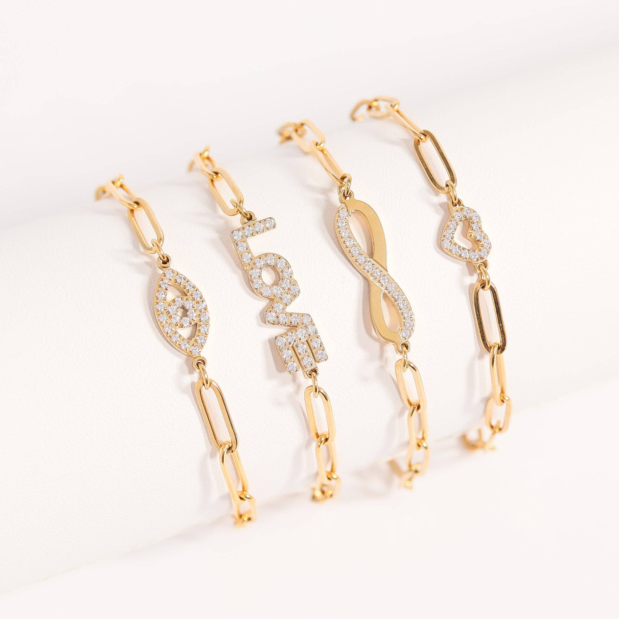 18K Gold PVD Stainless Steel "Heart" Paperclip Bracelet