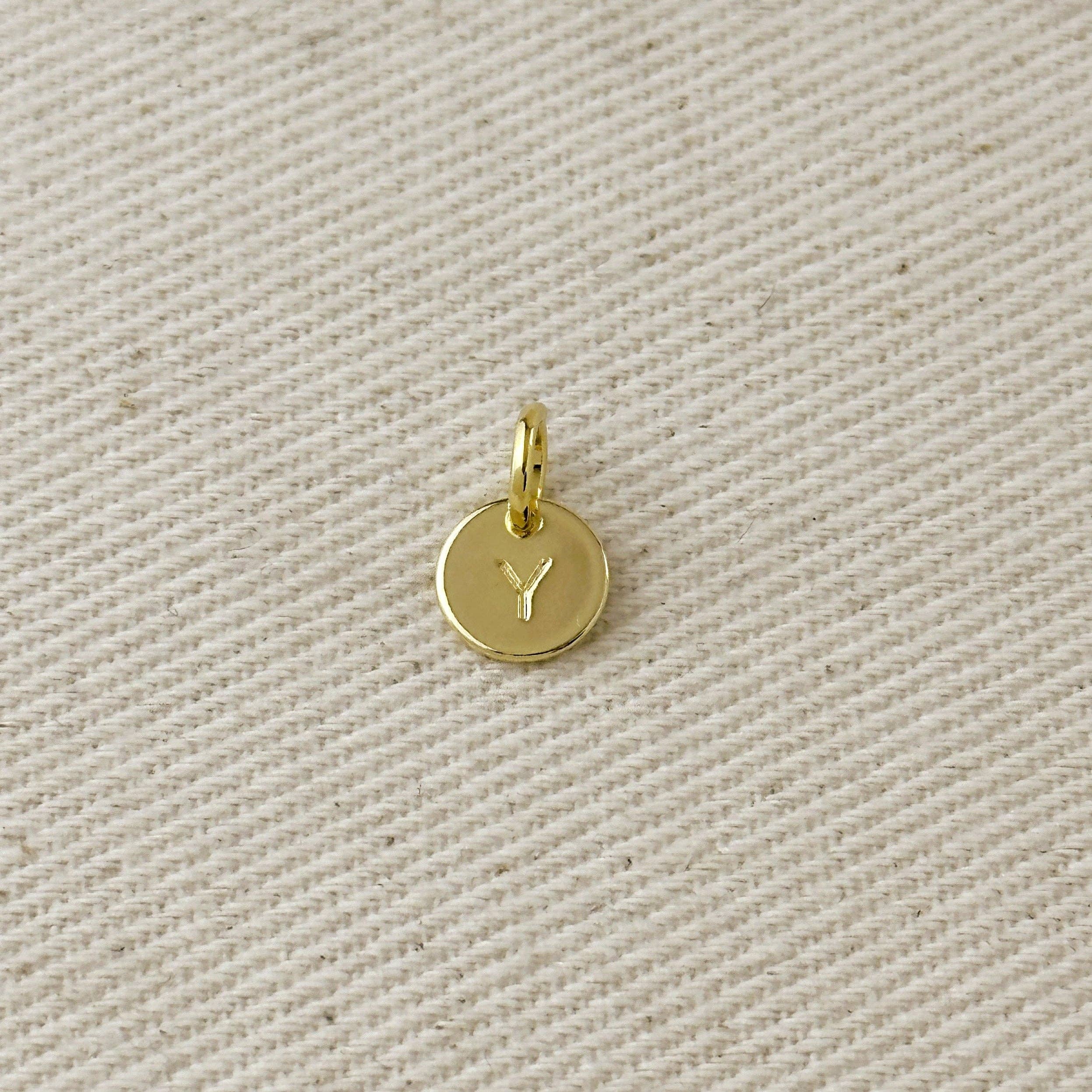 Stamped Tiny Initial Letter Charm in 18k Gold Filled Complete Alphabet