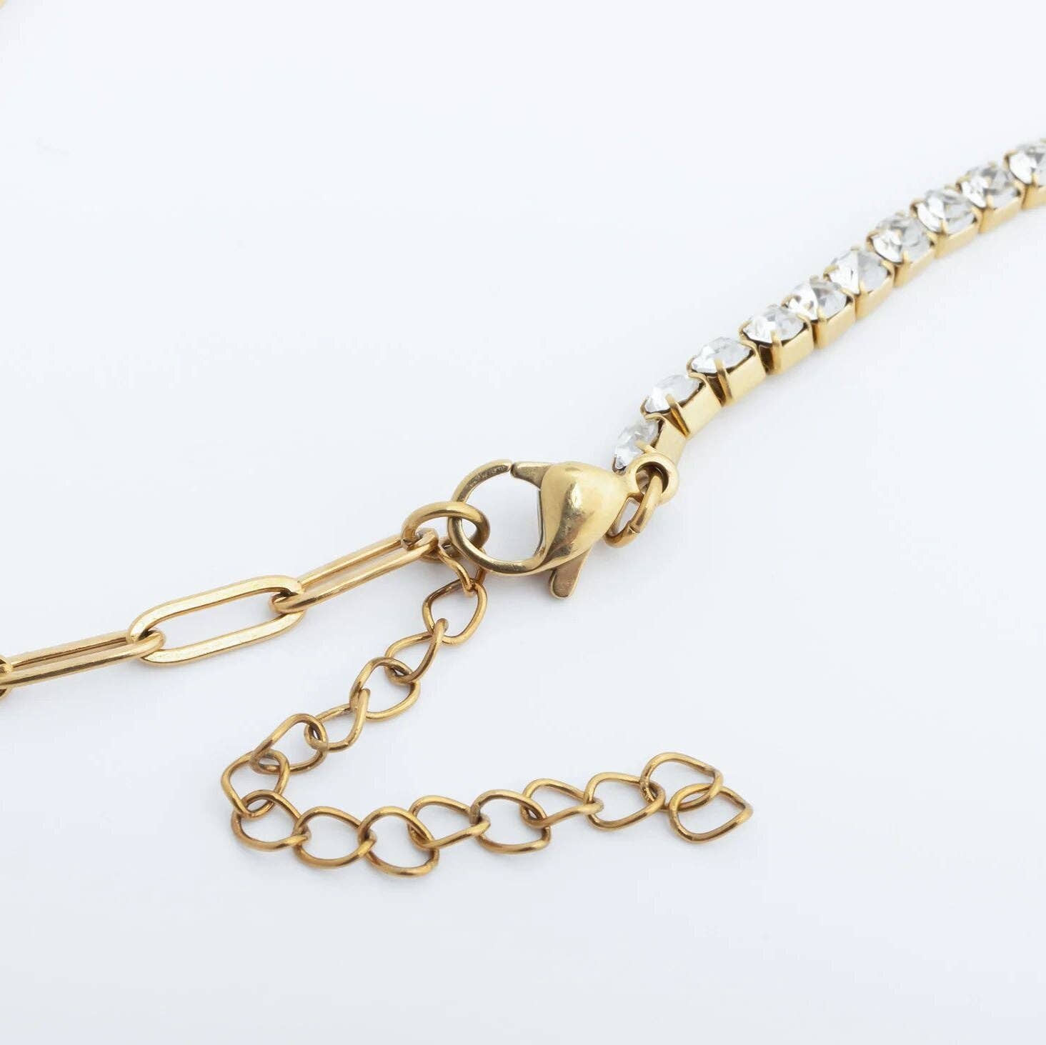 Paperclip Tennis Chain Split Necklace