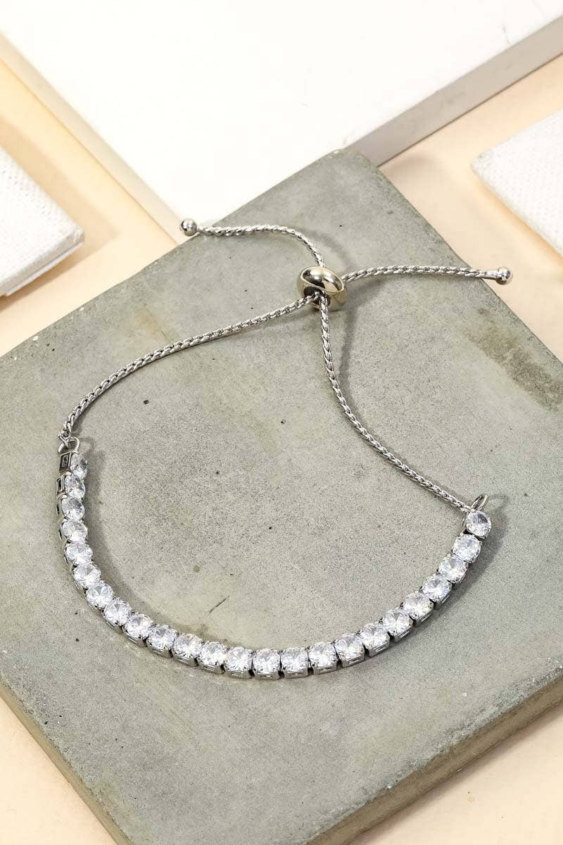 Pave Tennis Cz Adjustable Bracelet