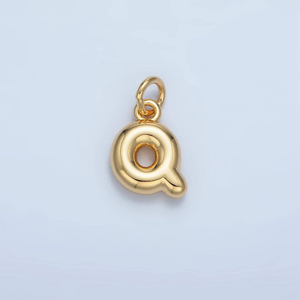 16K Gold Filled 10mm Initial Letter Chubby Balloon Mini Charm | A1591 - A1603