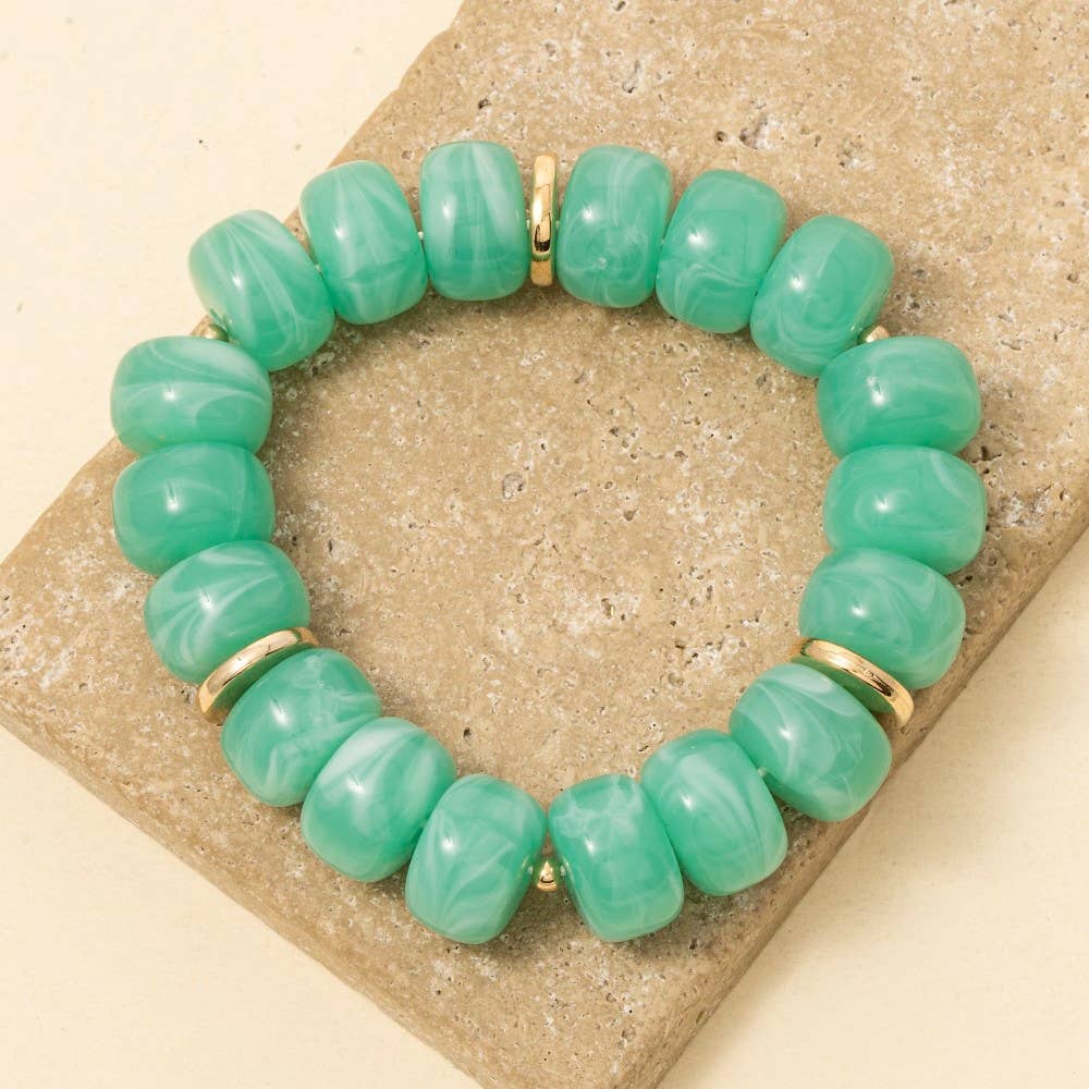 Multi Color Resin Beads Stretch Bracelet