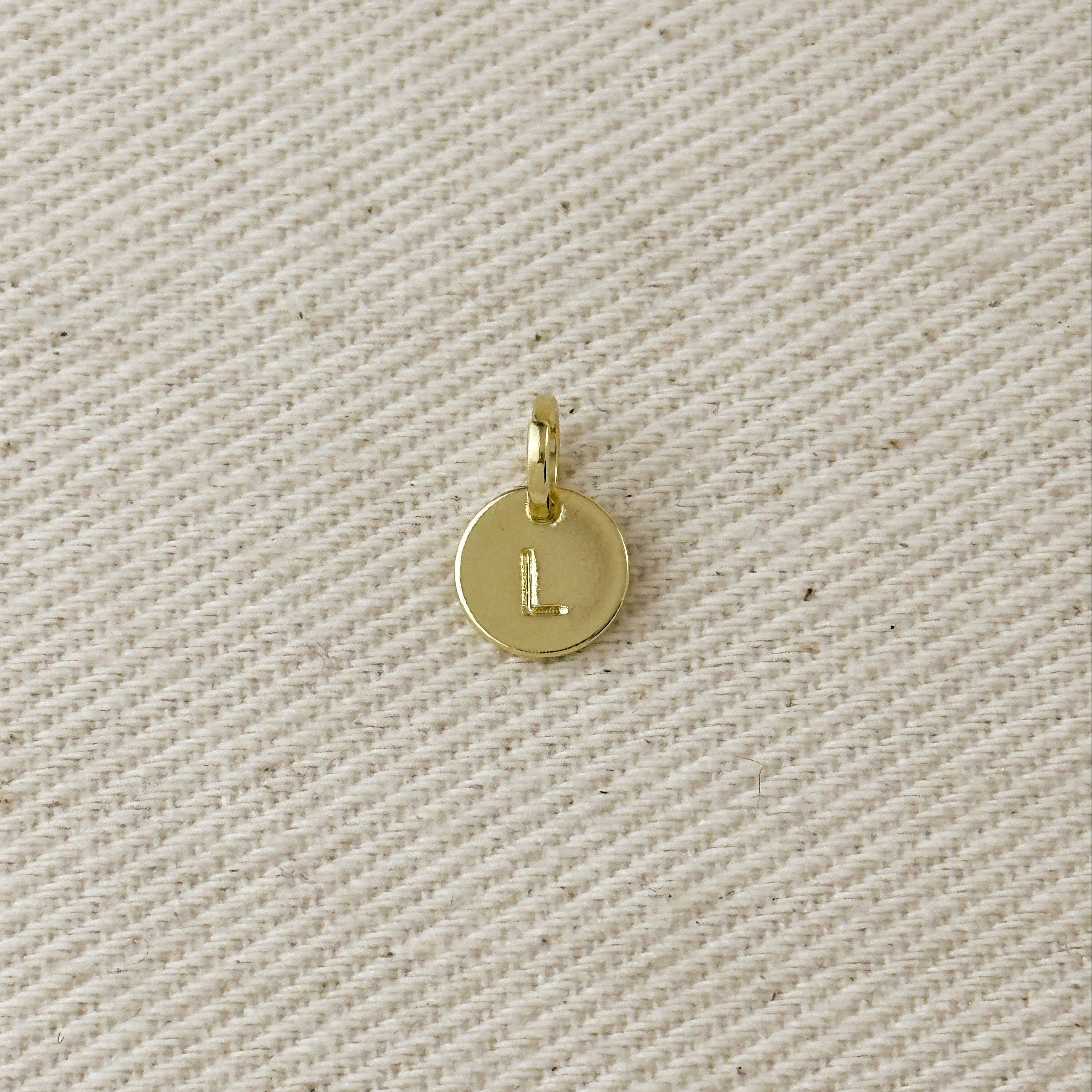 Stamped Tiny Initial Letter Charm in 18k Gold Filled Complete Alphabet