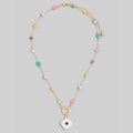 Multicolor Stone Pendant Station Necklace