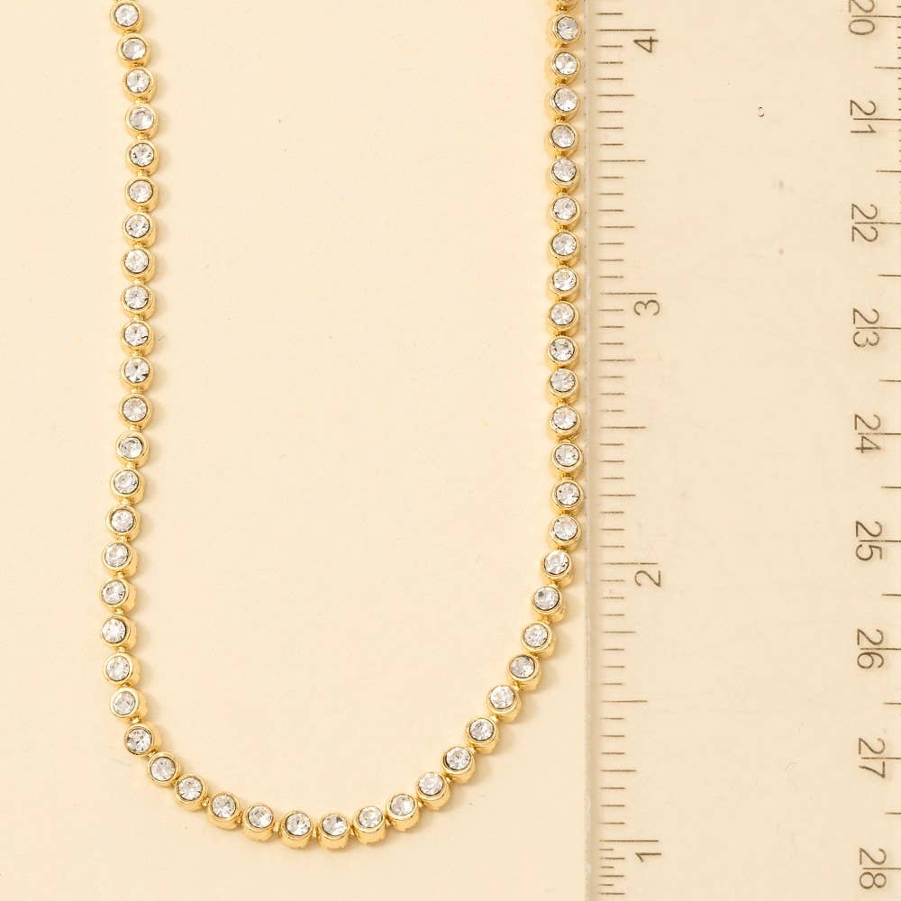 Gold Dipped Cz Tennis Chain Necklace