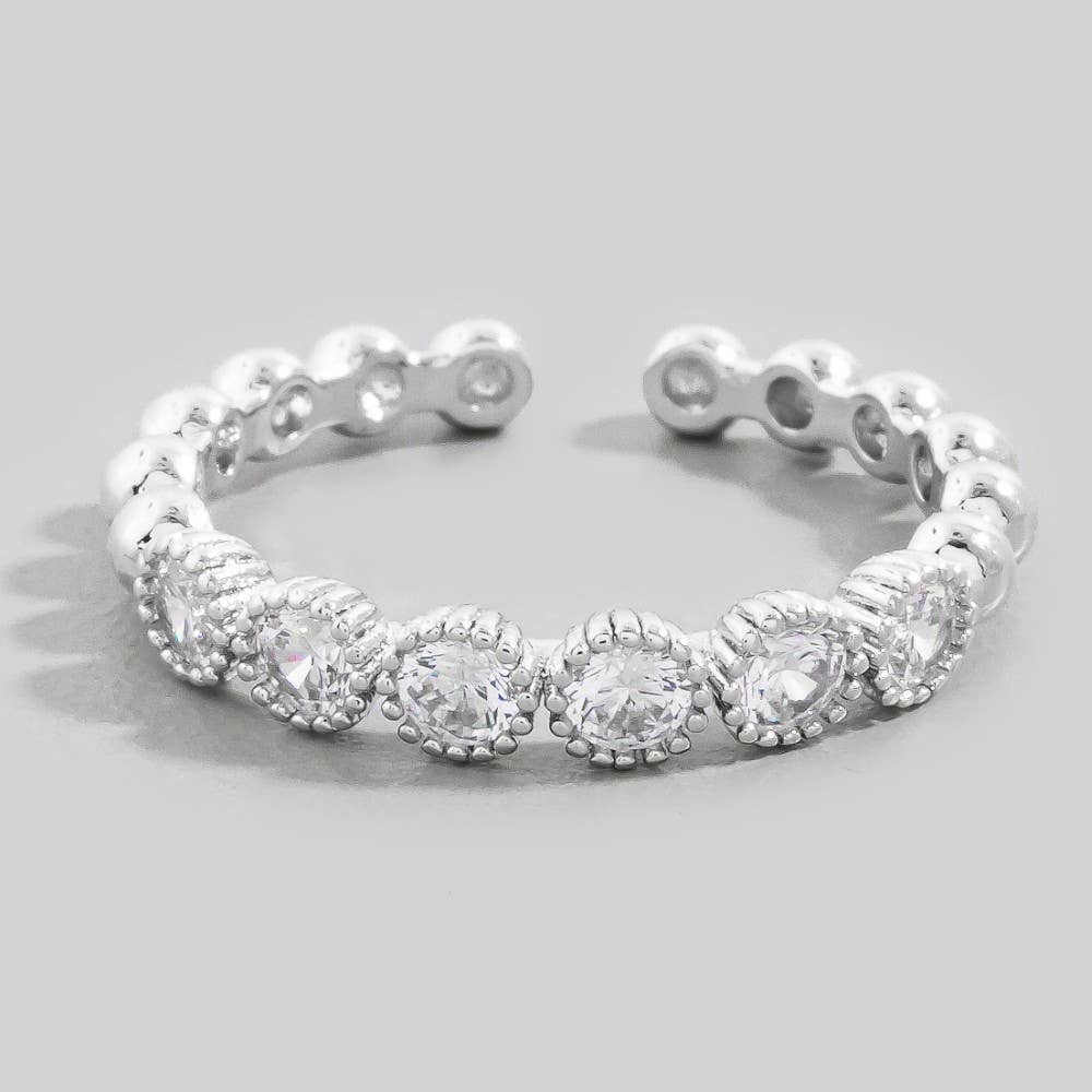Gold Dipped Cz Pave Adjustable Band Ring