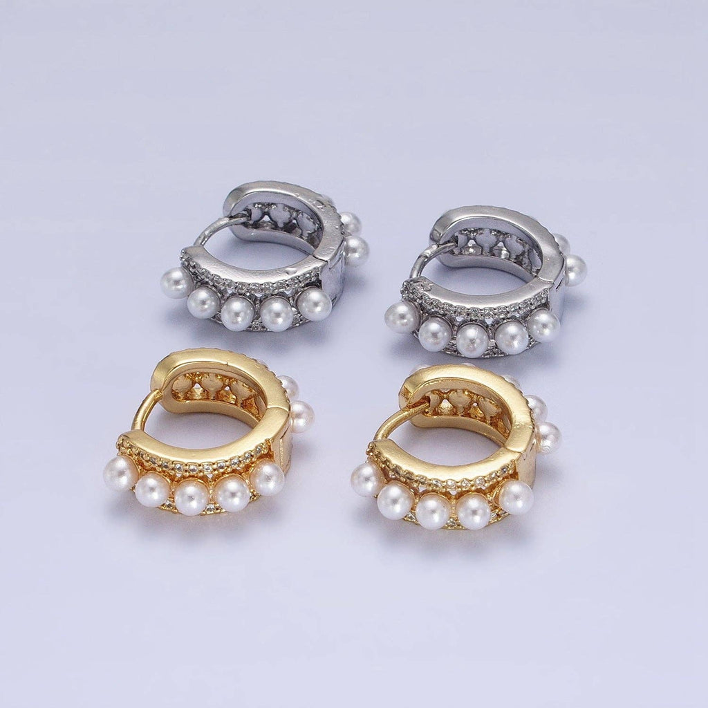 Gold Filled Pearl Hoop Huggie Earrings AB176 AB725