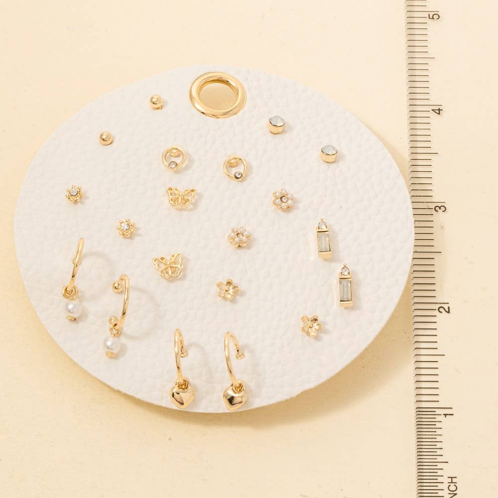 Ten Pair Butterfly Flower Earrings Set