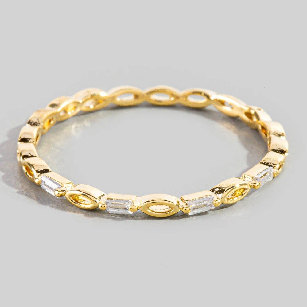 Gold Dipped Delicate Baguette Chain Ring