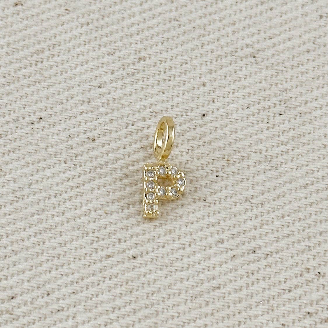 18k Gold filled Micro CZ Initial Letter Charm