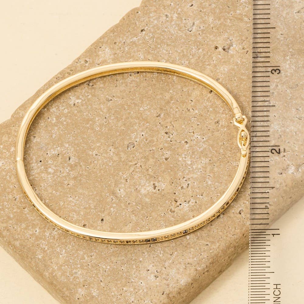 Gold Dipped Cz Pave Hinge Bangle Bracelet