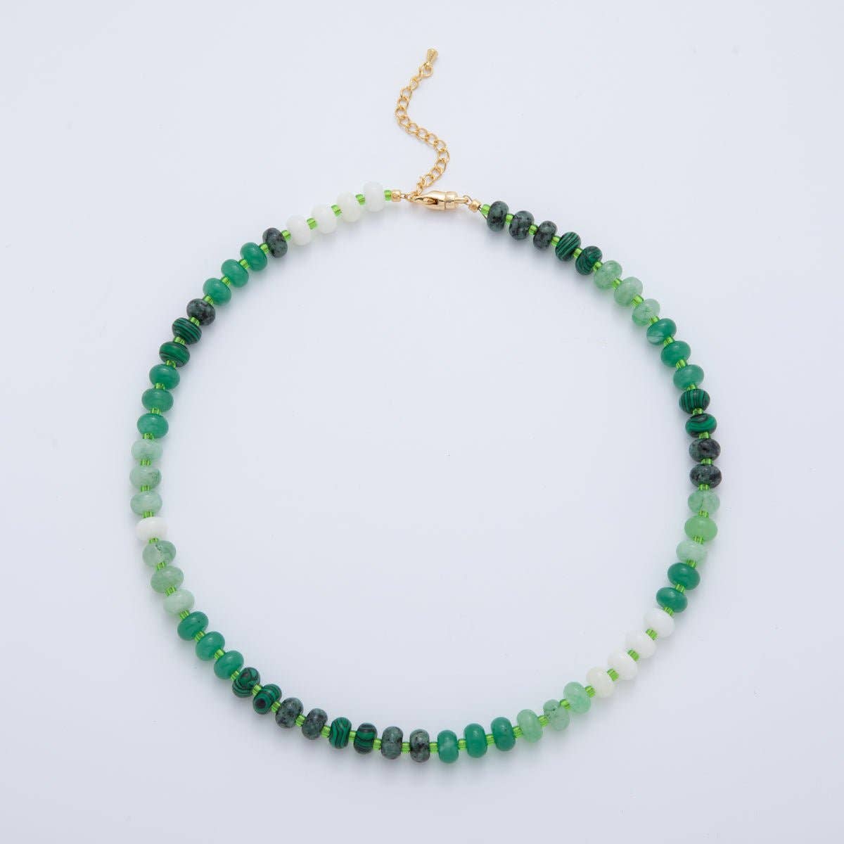 18K Gold Filled Splashed Earth & Sky Toned Color Colorful Gemstone Chain Rondelle Bead Necklace 17.3 Inch with Extender | WA3302 - WA3315