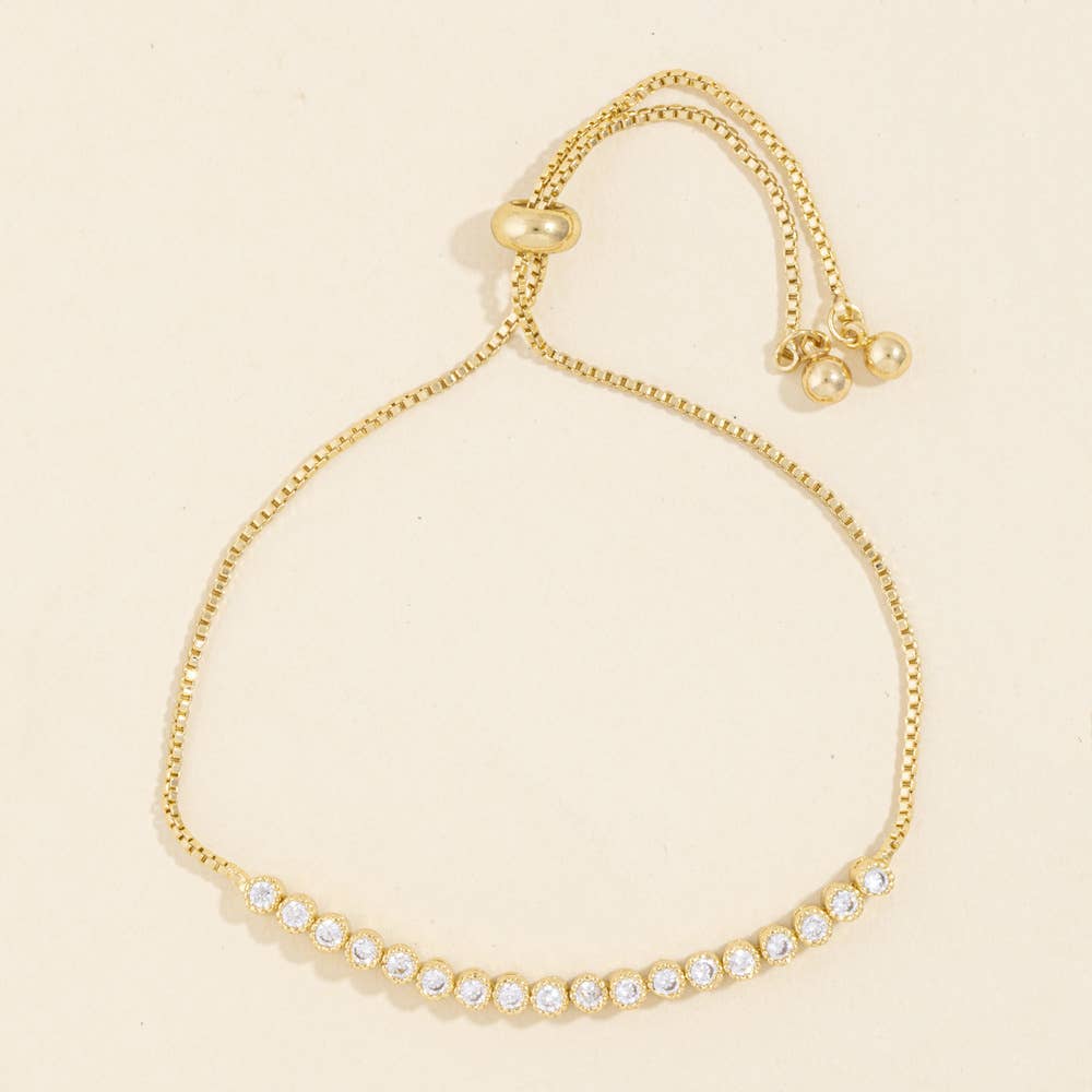 Milgrain Bezel Cz Tennis Bolo Bracelet