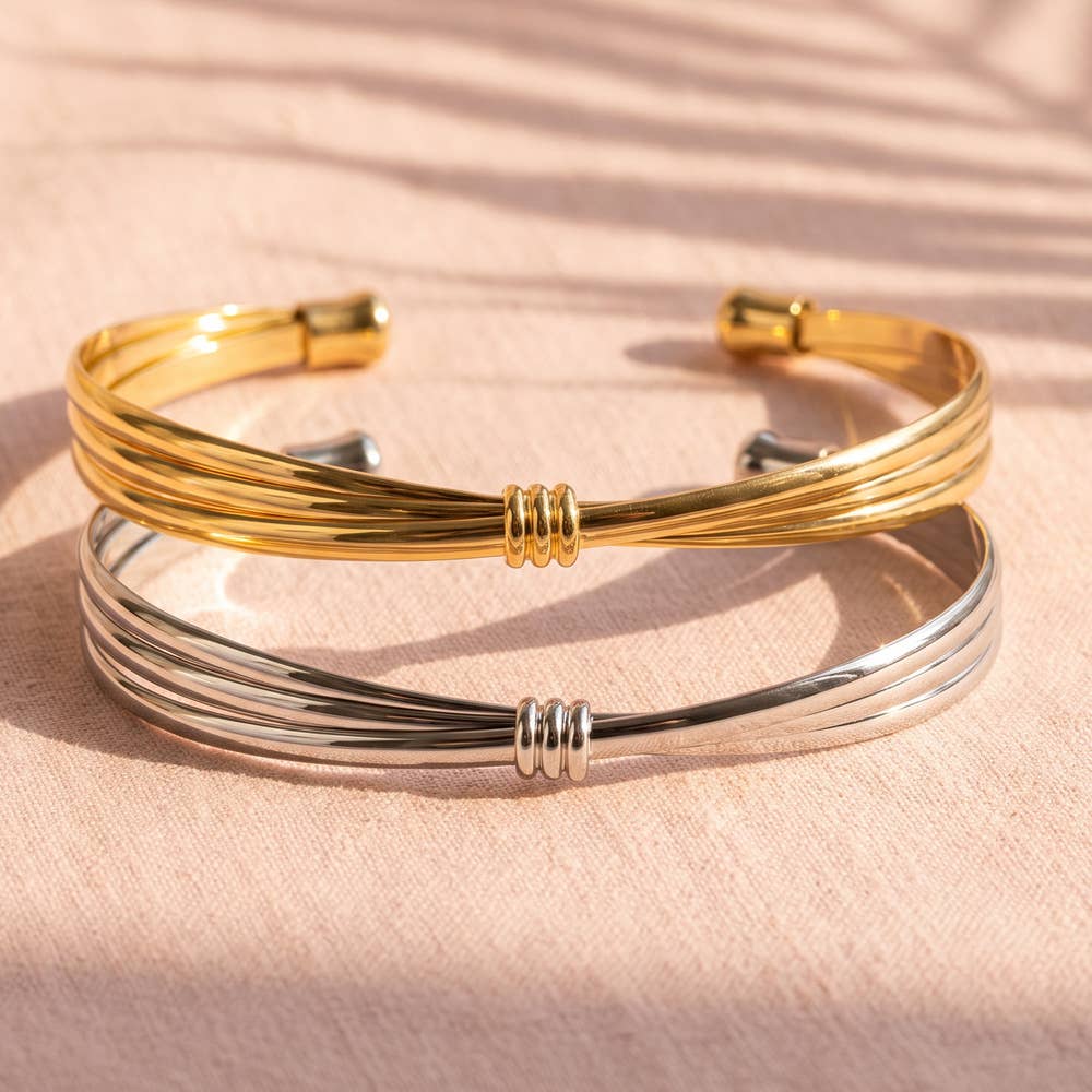 Knotted Multi Strand Wire Cuff Bracelet